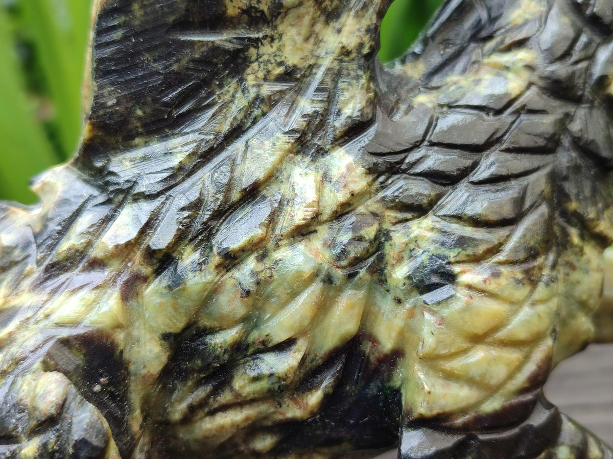 Hand Made Leopard Stone Welsh Dragon Carving x 1 From Zimbabwe