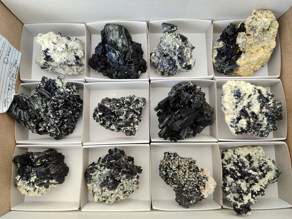 Natural Schorl Black Tourmaline with Hyalite Opal x 12 From Erongo, Namibia