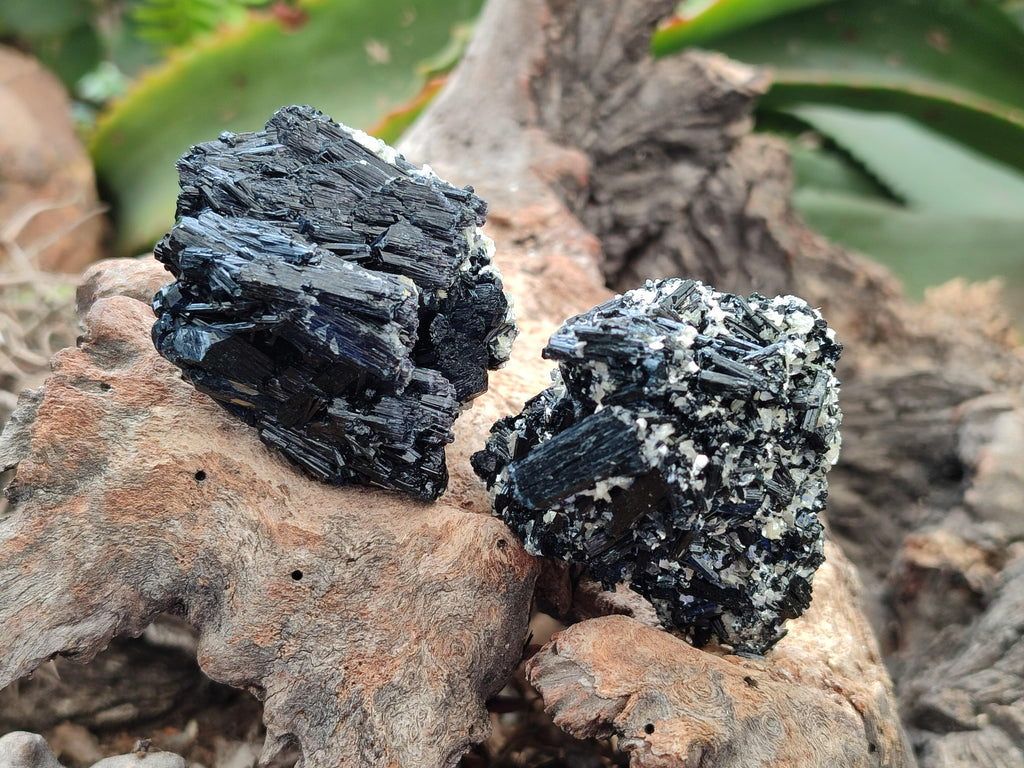 Natural Schorl Black Tourmaline with Hyalite Opal x 12 From Erongo, Namibia