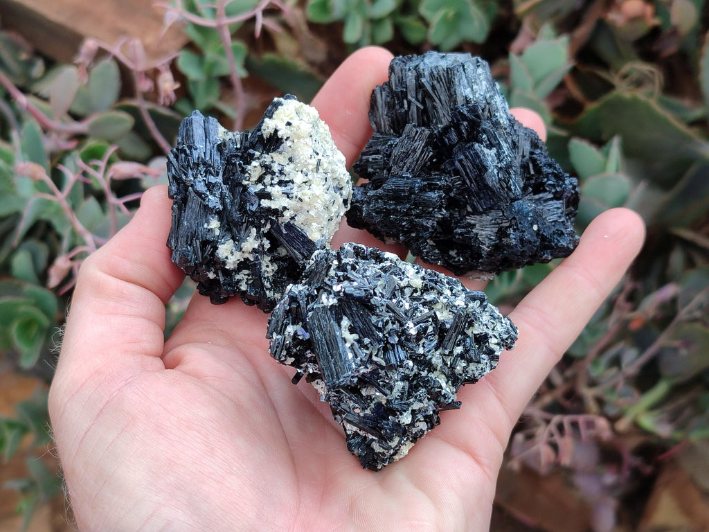 Natural Schorl Black Tourmaline with Hyalite Opal x 12 From Erongo, Namibia
