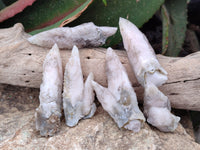 Natural Drusy Quartz Coated Spearhead Calcite Specimens x 20 From Alberts Mountain, Lesotho