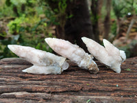 Natural Drusy Quartz Coated Spearhead Calcite Specimens x 20 From Alberts Mountain, Lesotho