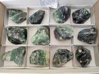 Natural Watermelon Fluorite Cobbed Specimens x 12 From Uis, Namibia
