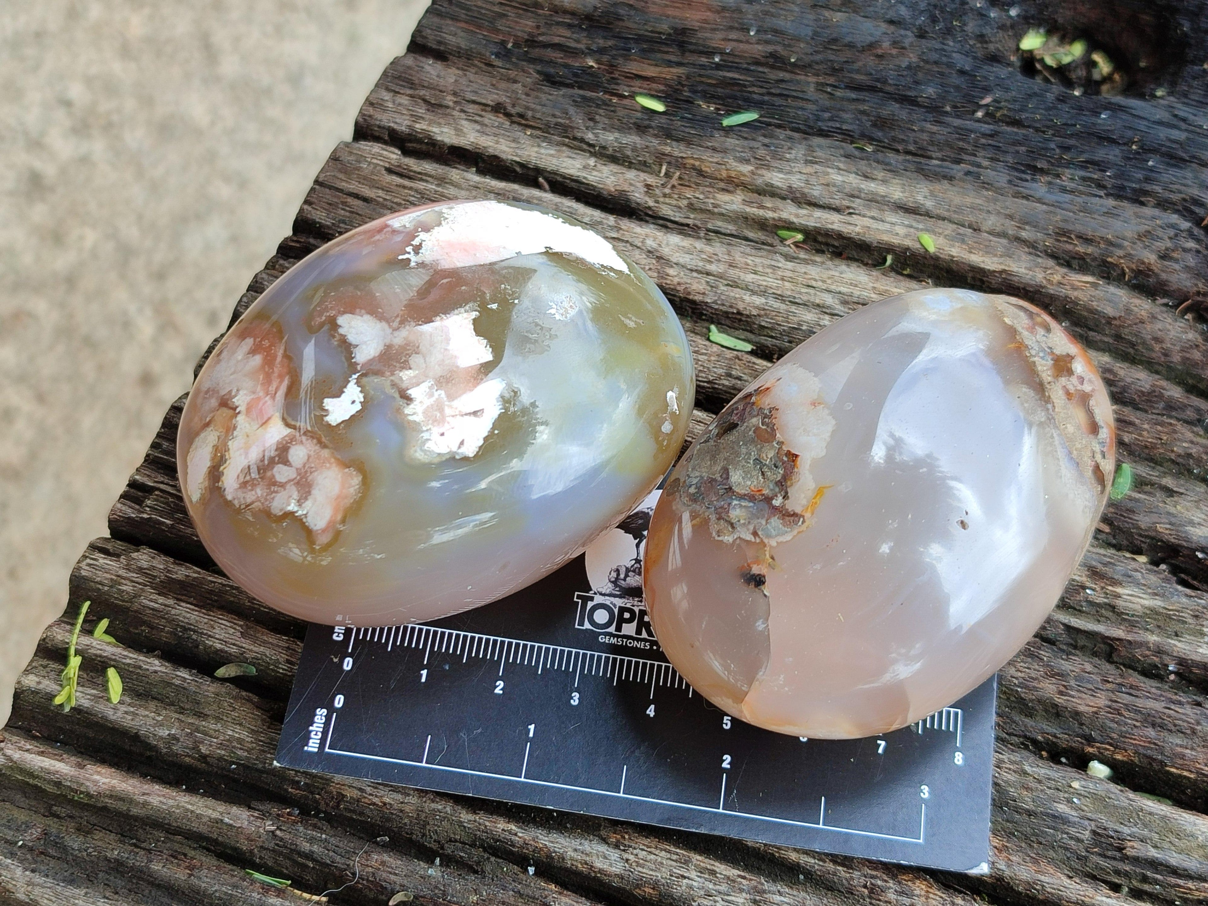 Polished Flower Agate Galets x 12 From Antsahalova, Madagascar