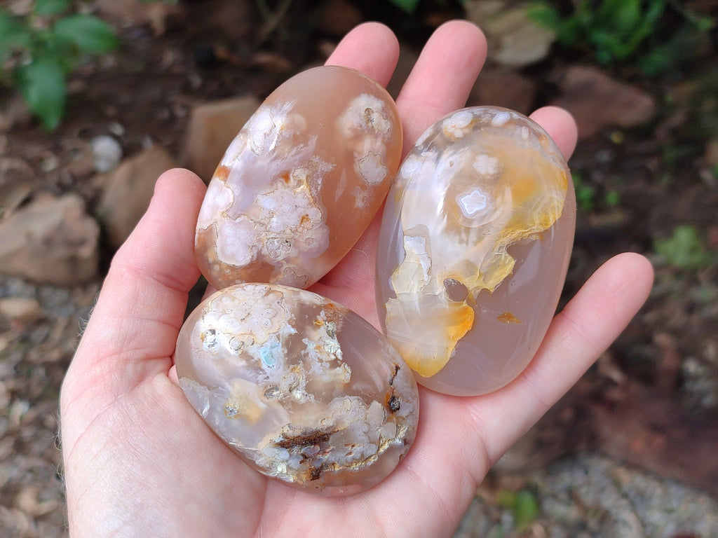 Polished Flower Agate Galets x 12 From Antsahalova, Madagascar