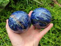 Polished Sodalite Spheres x 2 From Kunene River, Namibia