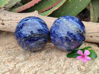 Polished Sodalite Spheres x 2 From Kunene River, Namibia