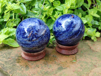 Polished Sodalite Spheres x 2 From Kunene River, Namibia