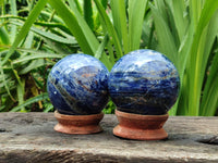 Polished Sodalite Spheres x 2 From Kunene River, Namibia