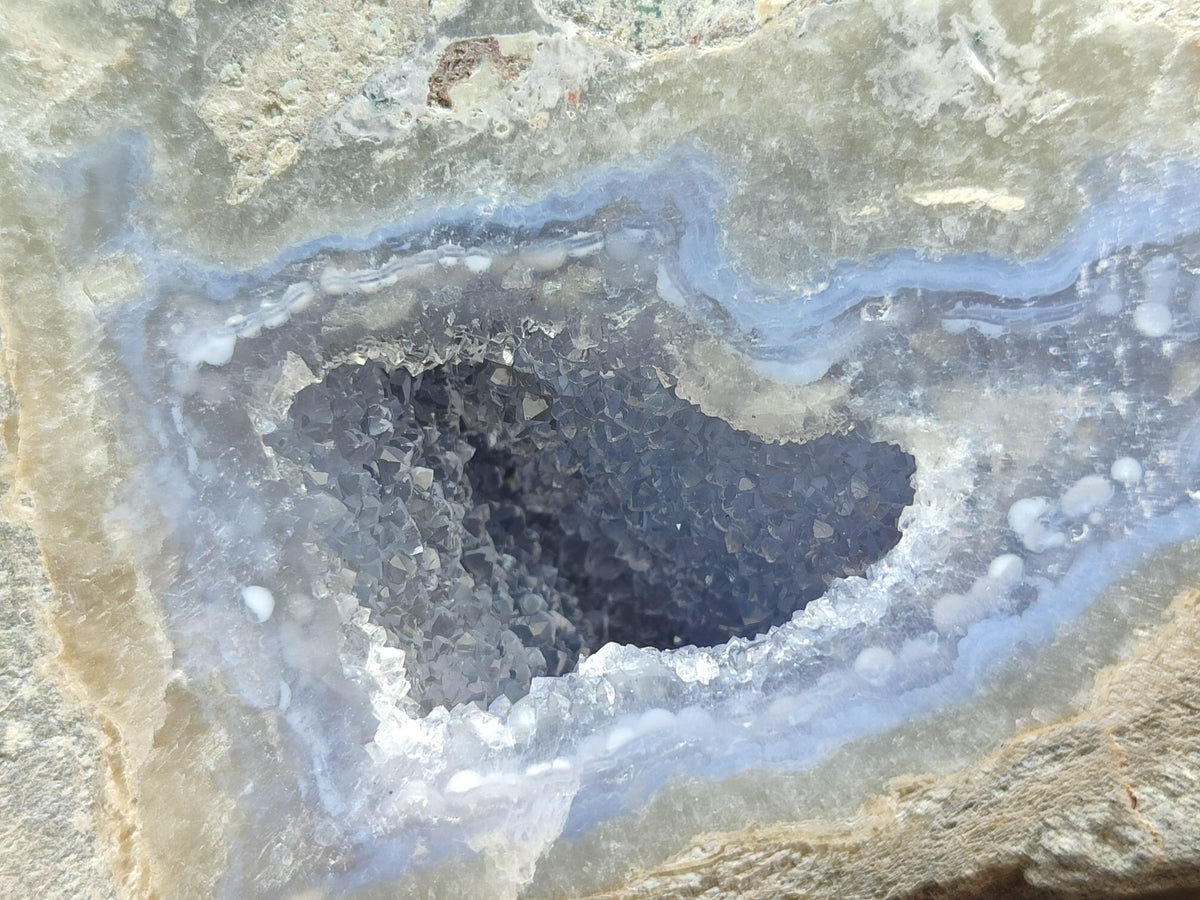 Polished Blue Lace Agate Geodes x 4 From Nsanje, Malawi