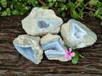 Polished Blue Lace Agate Geodes x 4 From Nsanje, Malawi