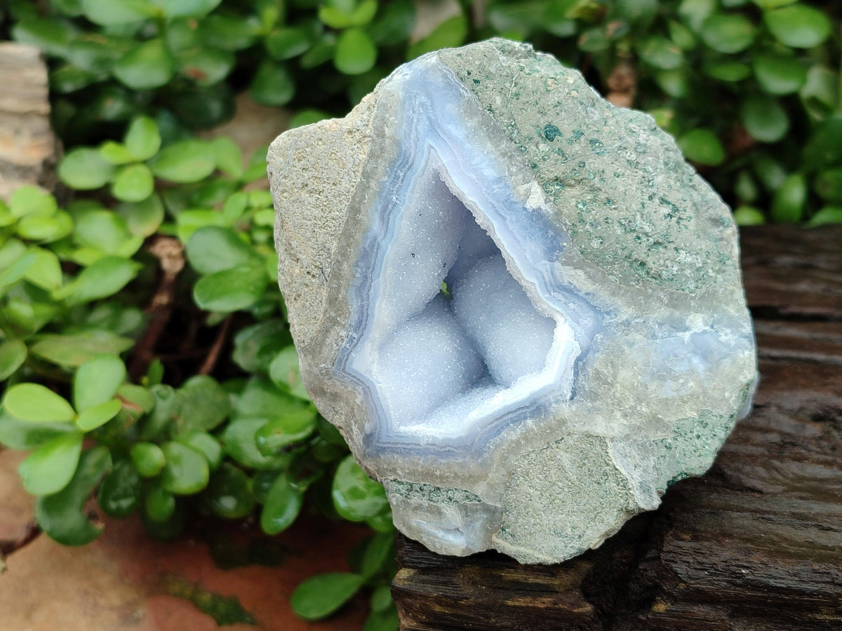 Polished Blue Lace Agate Geodes x 4 From Nsanje, Malawi