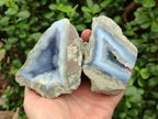 Polished Blue Lace Agate Geodes x 4 From Nsanje, Malawi