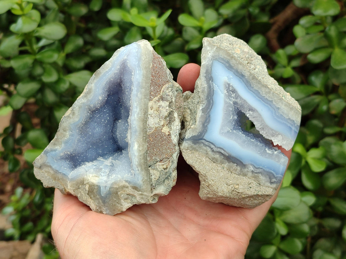 Polished Blue Lace Agate Geodes x 4 From Nsanje, Malawi