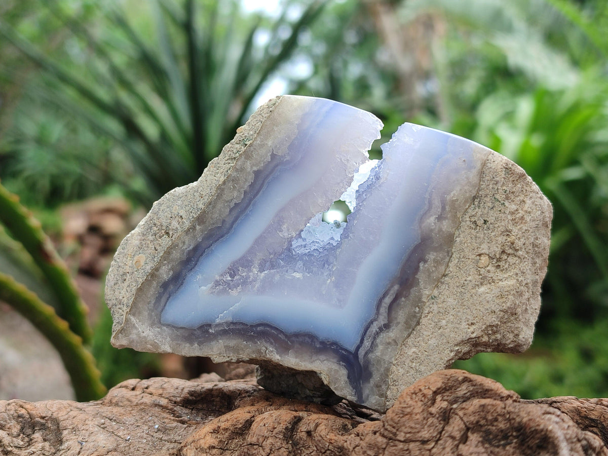 Polished Blue Lace Agate Geodes x 4 From Nsanje, Malawi