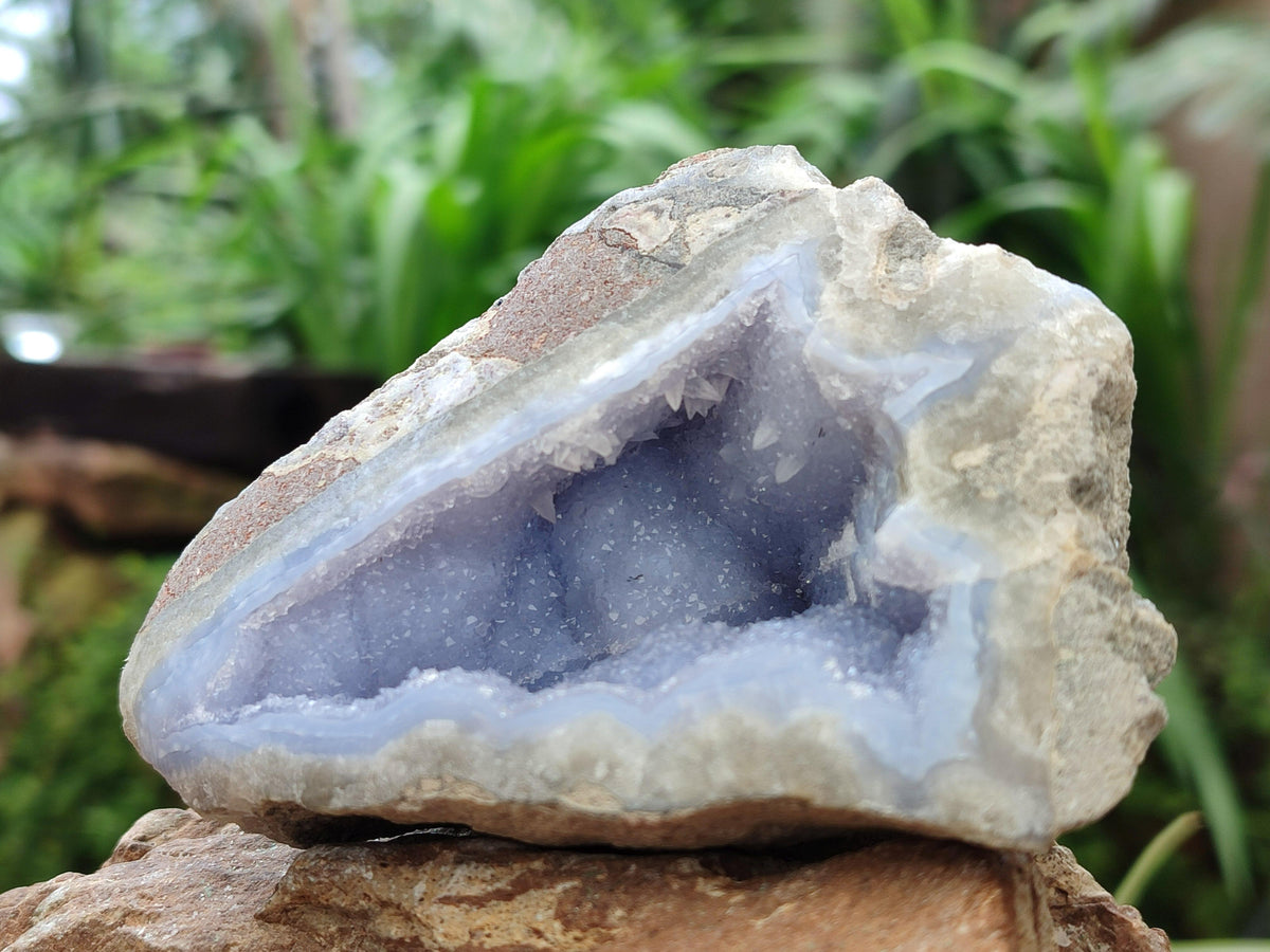 Polished Blue Lace Agate Geodes x 4 From Nsanje, Malawi