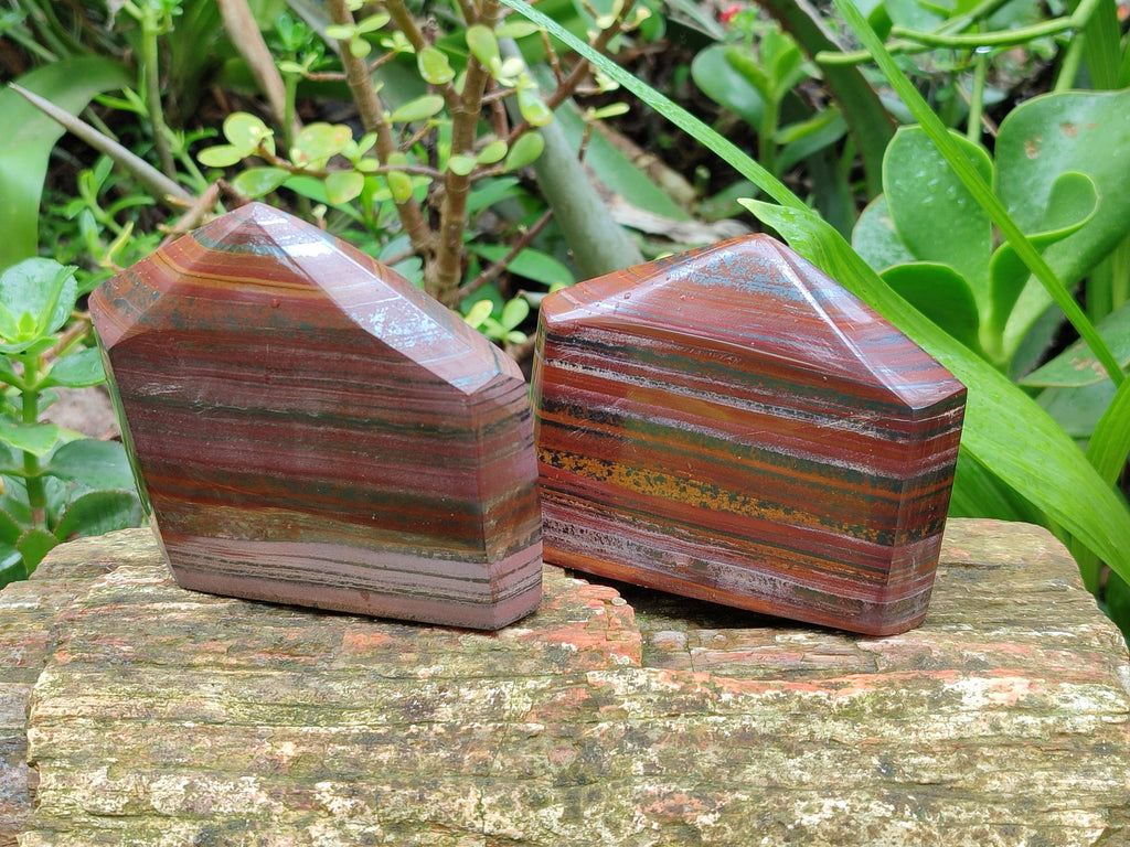 Polished Banded Tiger Iron Jasper Points x 3 From South Africa - Toprock Gemstones and Minerals 