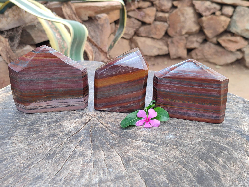 Polished Banded Tiger Iron Jasper Points x 3 From South Africa - Toprock Gemstones and Minerals 