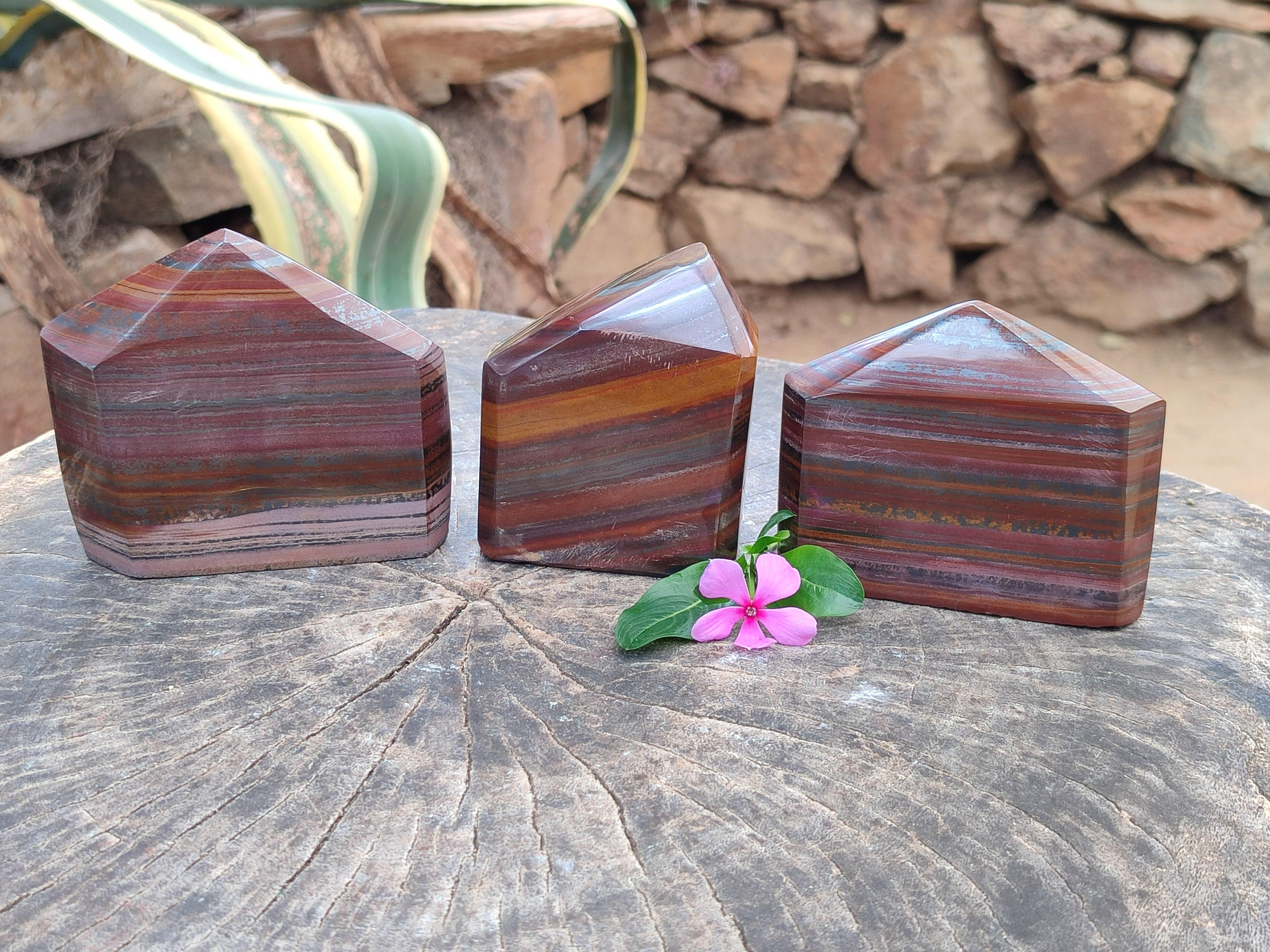 Polished Banded Tiger Iron Jasper Points x 3 From South Africa - Toprock Gemstones and Minerals 