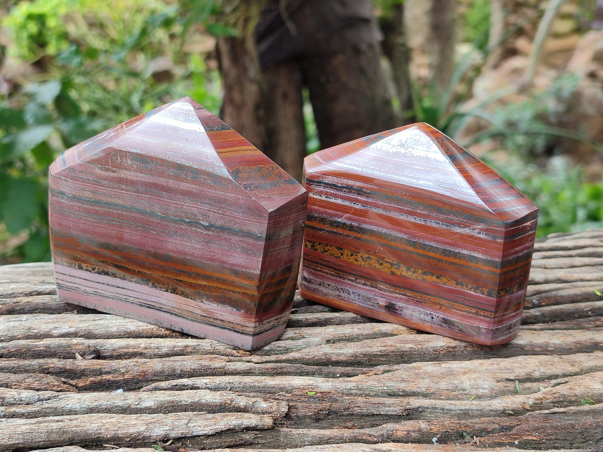 Polished Banded Tiger Iron Jasper Points x 3 From South Africa