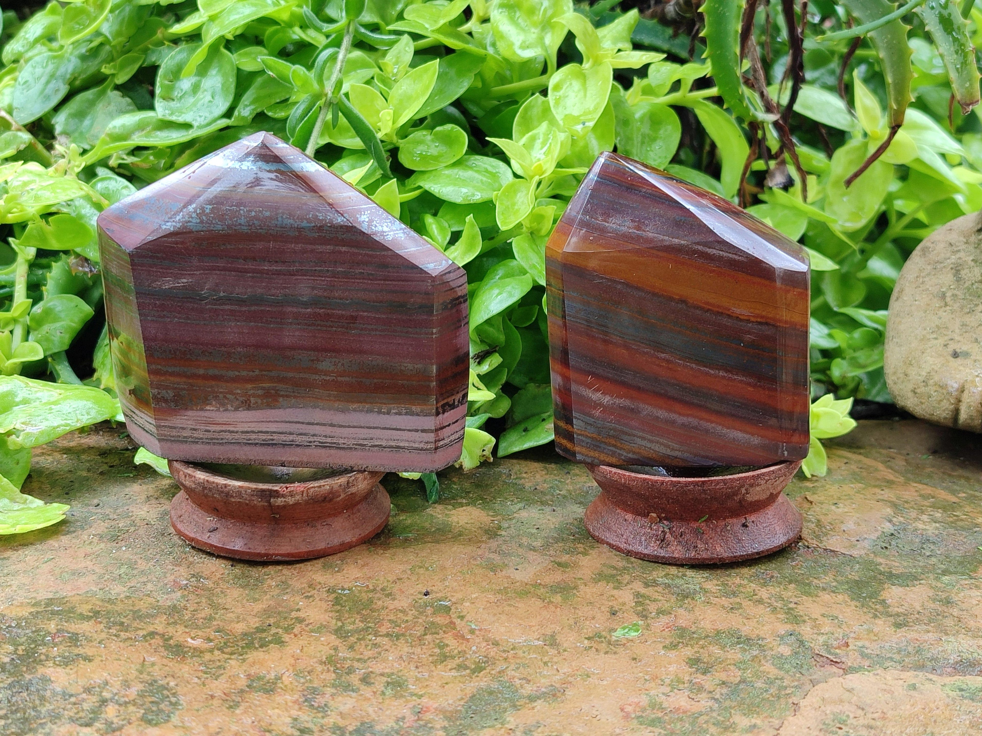 Polished Banded Tiger Iron Jasper Points x 3 From South Africa - Toprock Gemstones and Minerals 