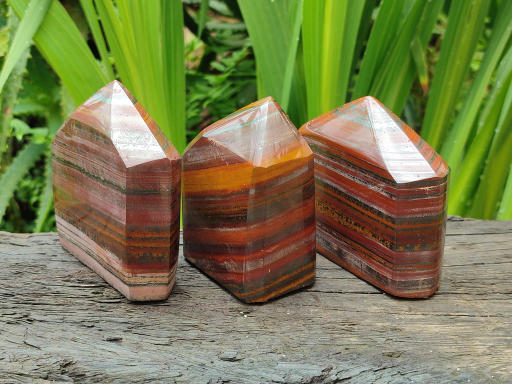 Polished Banded Tiger Iron Jasper Points x 3 From South Africa - Toprock Gemstones and Minerals 
