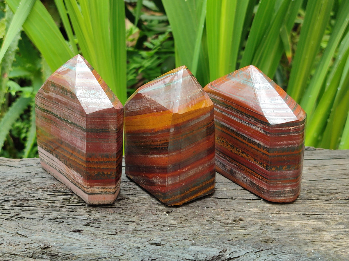 Polished Banded Tiger Iron Jasper Points x 3 From South Africa