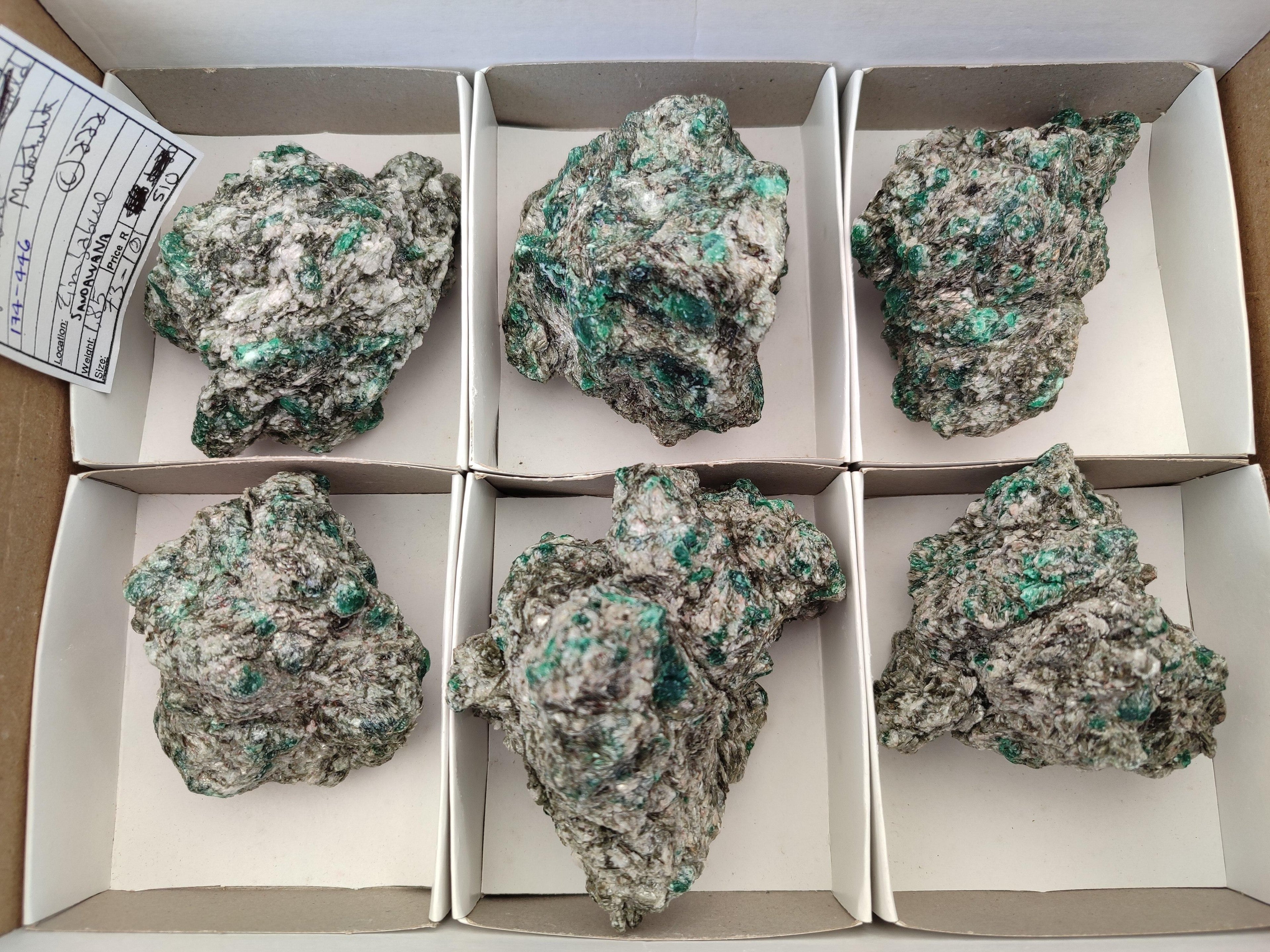 Natural Emerald Mica 'Mutokolite' Cobbed Specimens x 6 From Mutoko, Zimbabwe