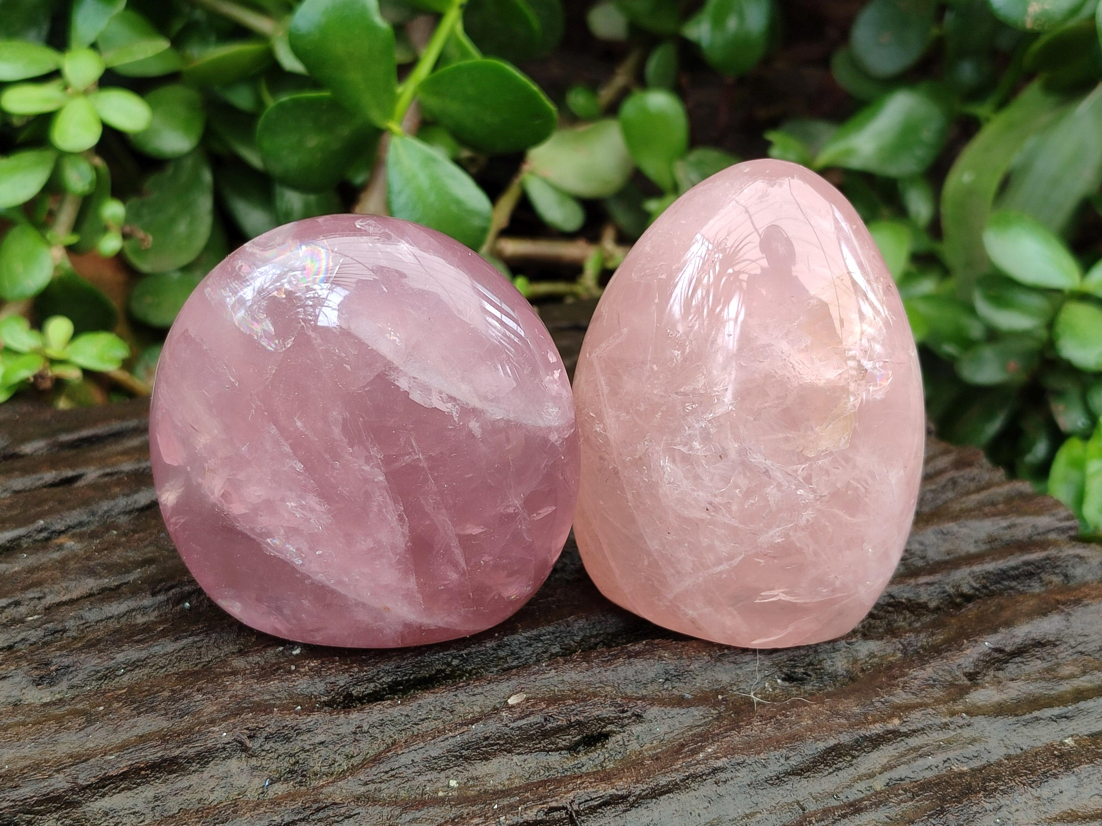 Polished Rose Quartz Standing Free Forms x 6 From Madagascar