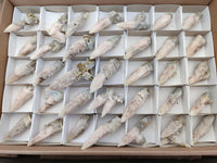Natural Drusy Quartz Coated Spearhead Calcite Specimens x 35 From Albert's Mountain, Lesotho