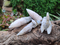 Natural Drusy Quartz Coated Spearhead Calcite Specimens x 35 From Albert's Mountain, Lesotho