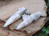 Natural Drusy Quartz Coated Spearhead Calcite Specimens x 35 From Albert's Mountain, Lesotho