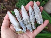 Natural Drusy Quartz Coated Spearhead Calcite Specimens x 35 From Albert's Mountain, Lesotho
