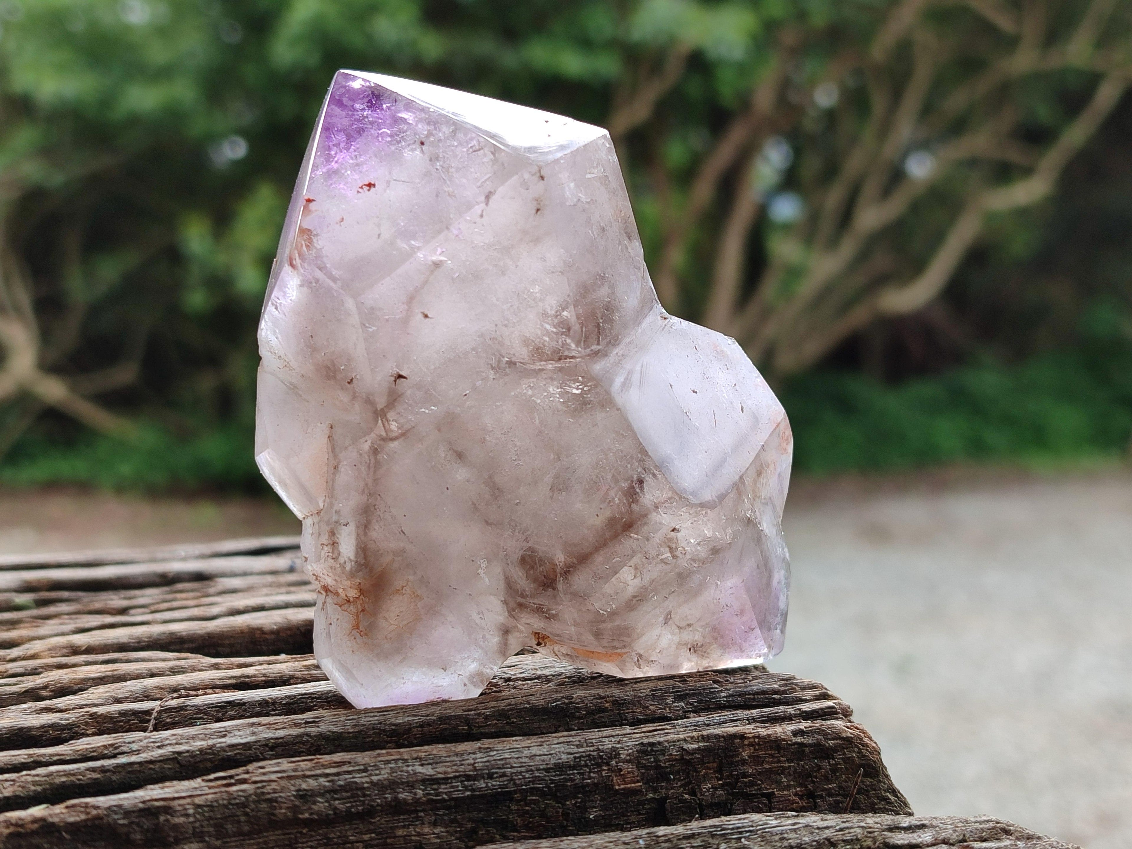 Polished Window Smokey Amethyst Crystals x 6 From Akansobe, Madagascar