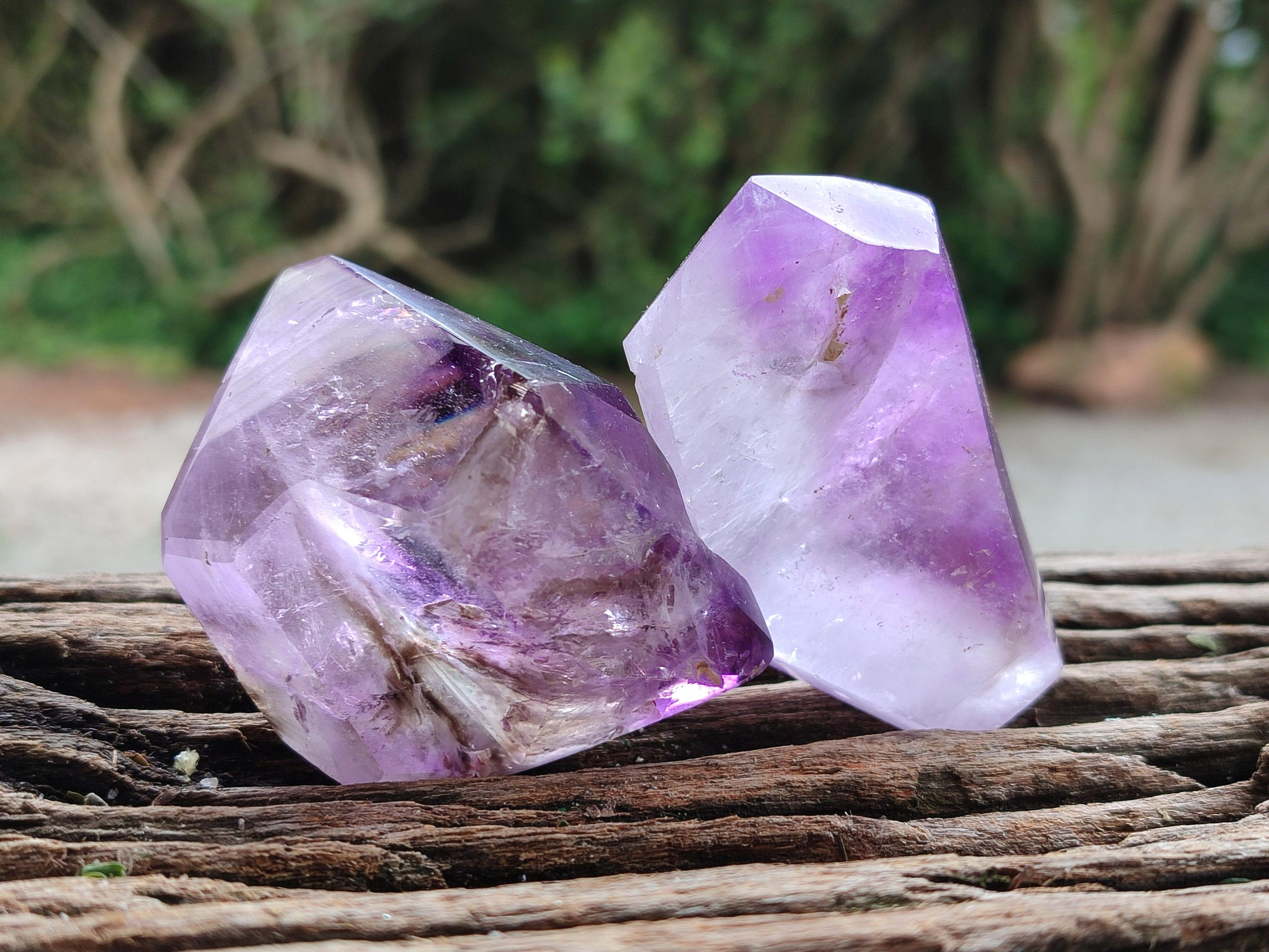 Polished Window Smokey Amethyst Crystals x 6 From Akansobe, Madagascar