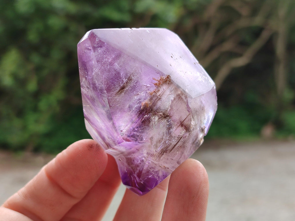 Polished Window Smokey Amethyst Crystals x 6 From Akansobe, Madagascar