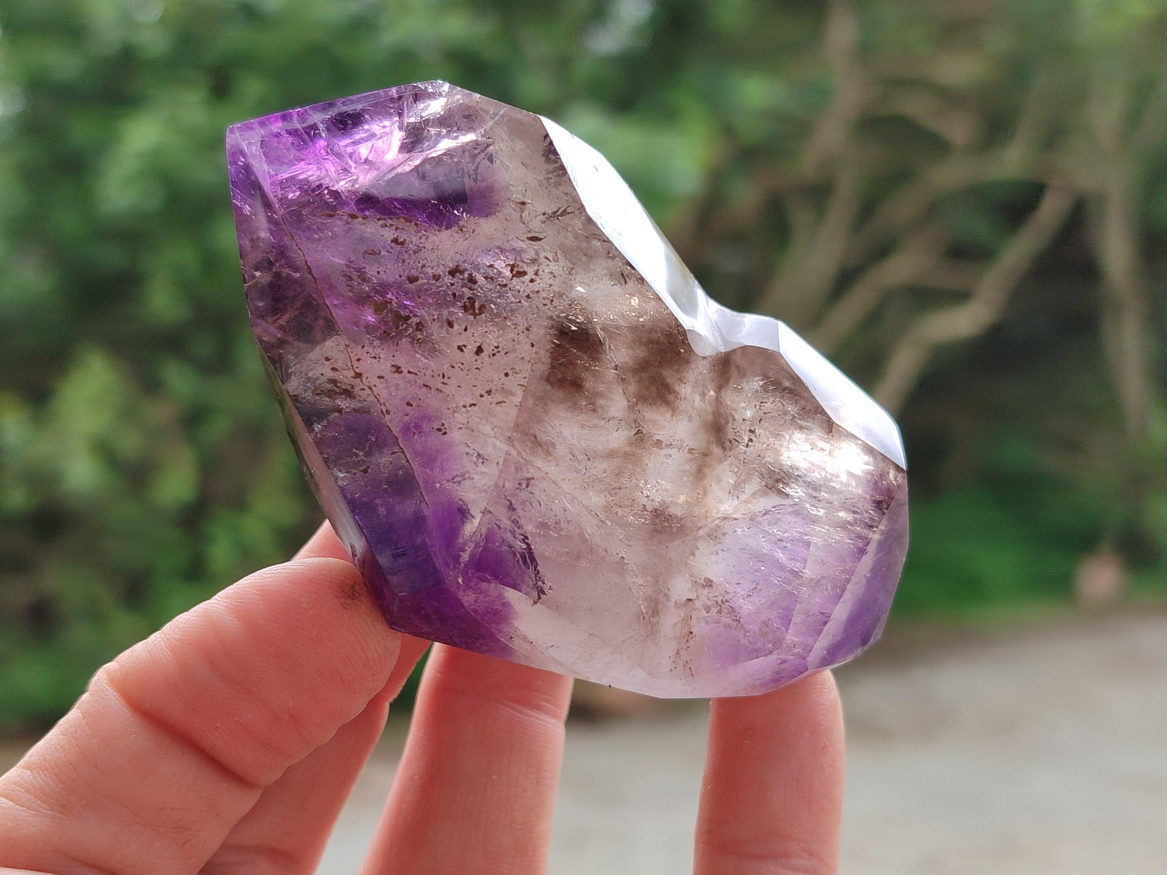 Polished Window Smokey Amethyst Crystals x 6 From Akansobe, Madagascar