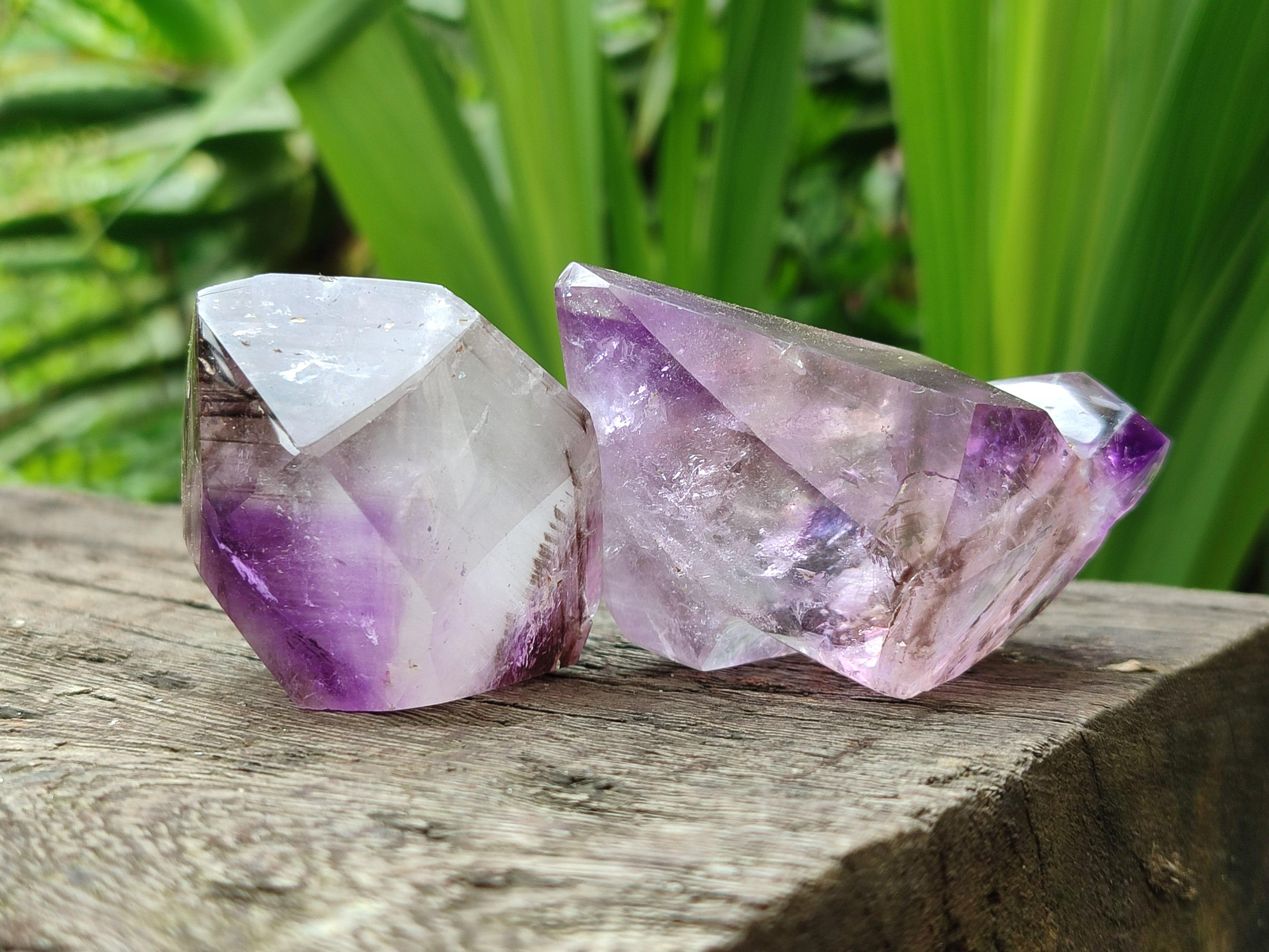 Polished Window Smokey Amethyst Crystals x 6 From Akansobe, Madagascar