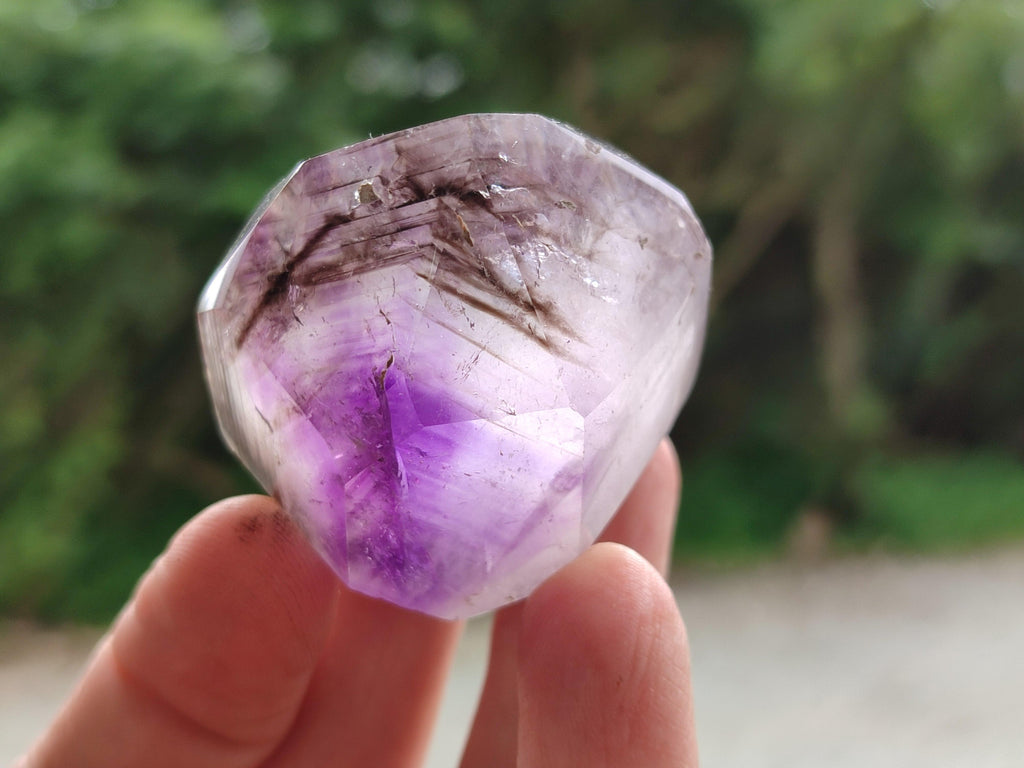 Polished Window Smokey Amethyst Crystals x 6 From Akansobe, Madagascar