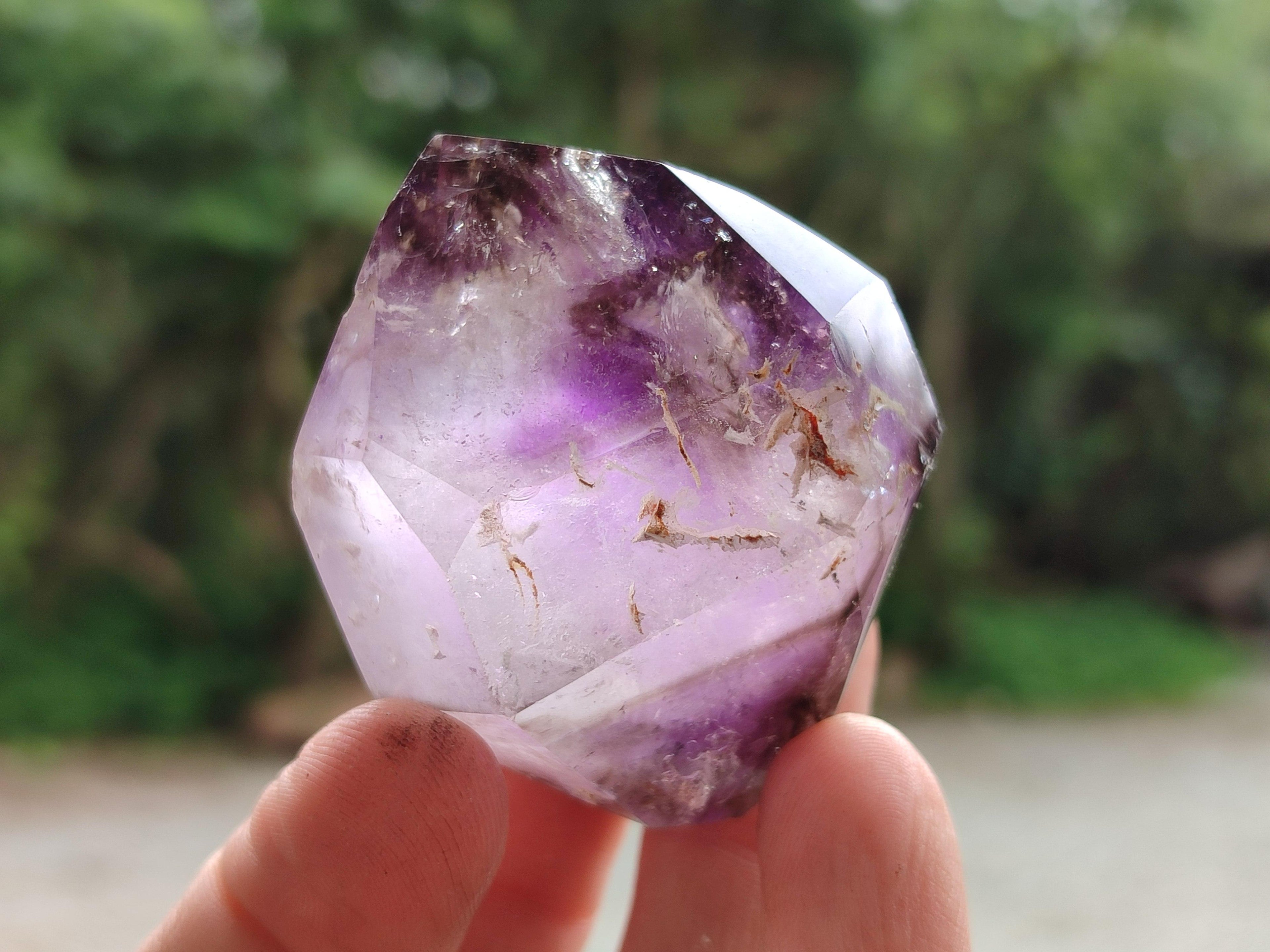 Polished Window Smokey Amethyst Crystals x 6 From Akansobe, Madagascar