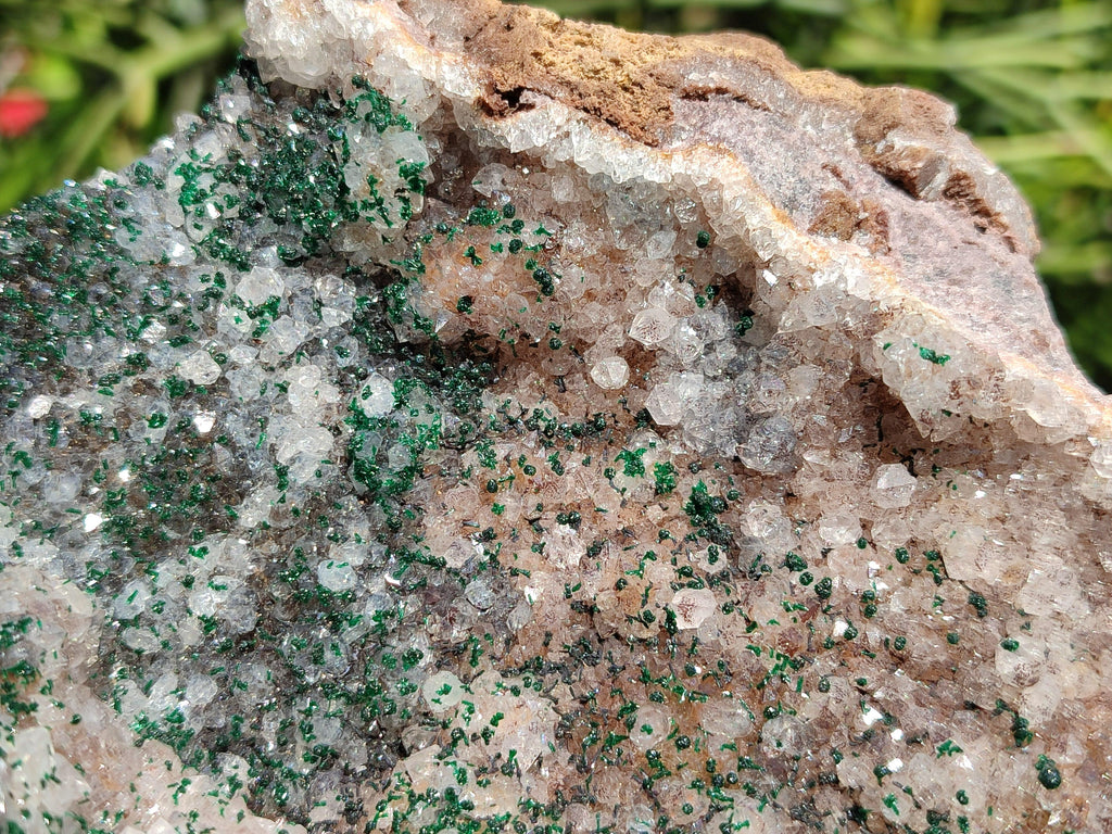 Natural Crystalline Silky Malachite and Quartz On Dolomite Matrix Specimen x 1 From Kambove, Congo