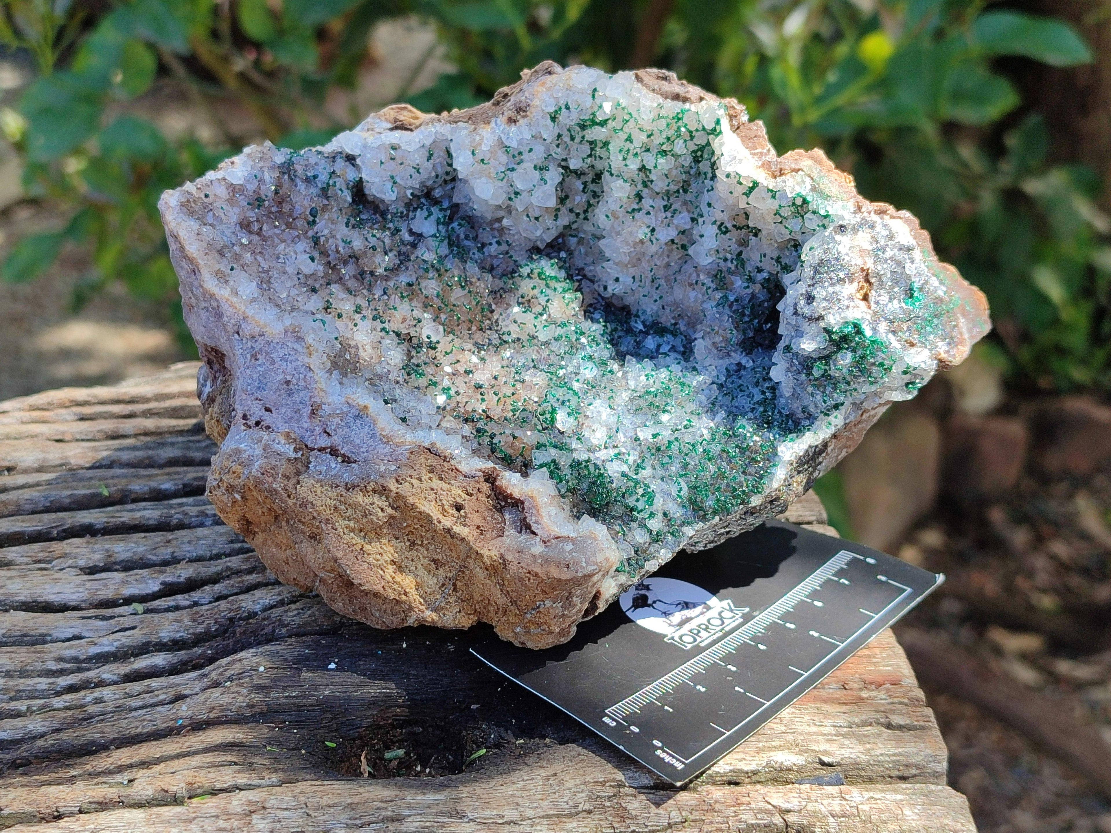 Natural Crystalline Silky Malachite and Quartz On Dolomite Matrix Specimen x 1 From Kambove, Congo