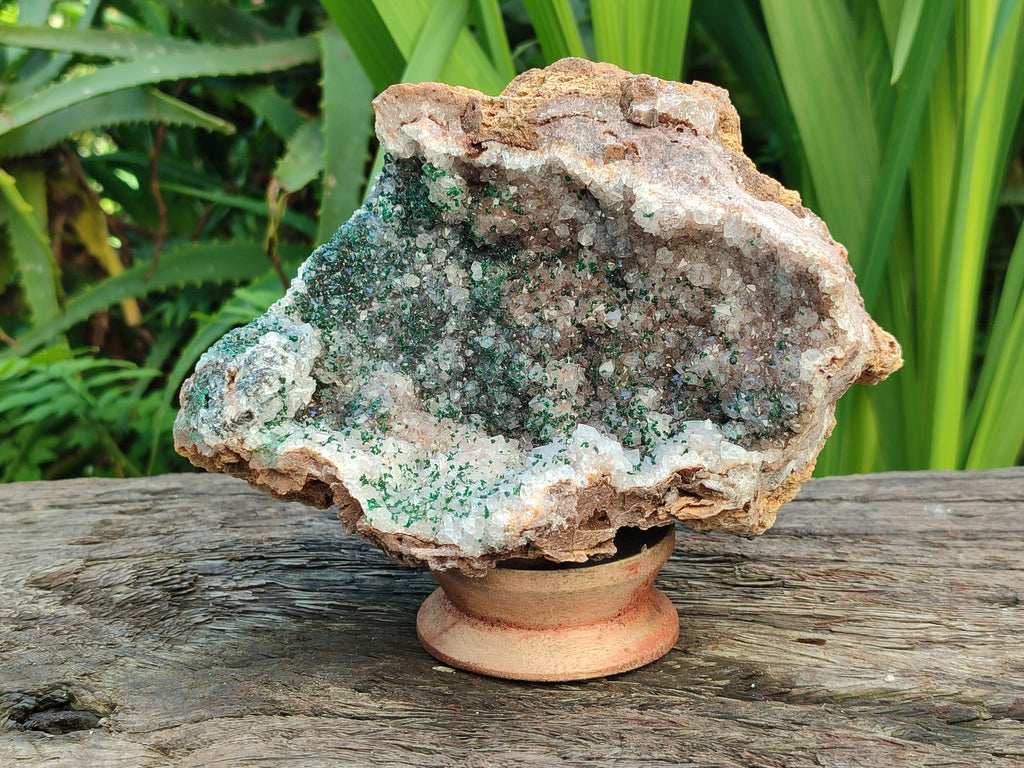 Natural Crystalline Silky Malachite and Quartz On Dolomite Matrix Specimen x 1 From Kambove, Congo