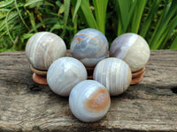 Polished Shashe River Banded Agate Spheres x 6 From Zimbabwe