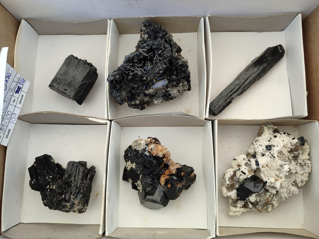 Natural Schorl Black Tourmaline with Associated Minerals x 6 From Erongo, Namibia