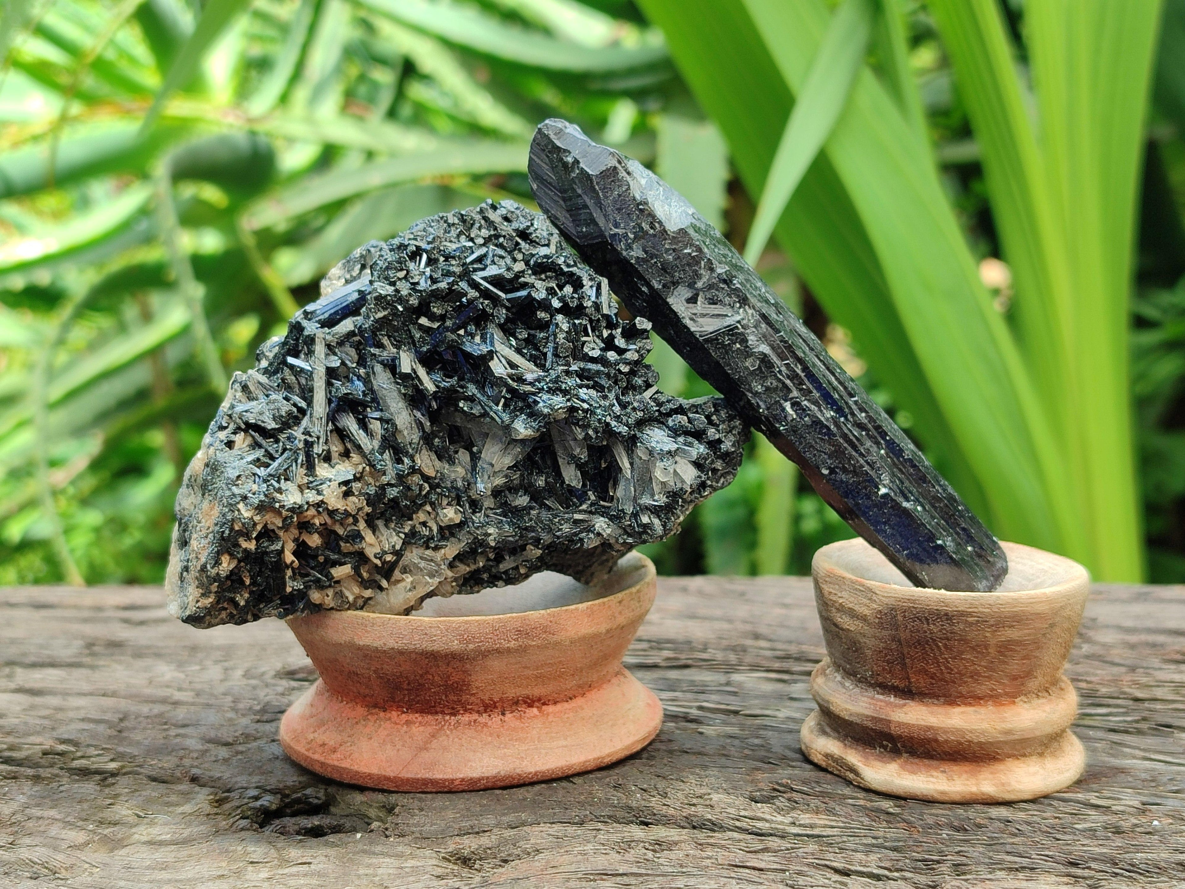 Natural Schorl Black Tourmaline with Associated Minerals x 6 From Erongo, Namibia