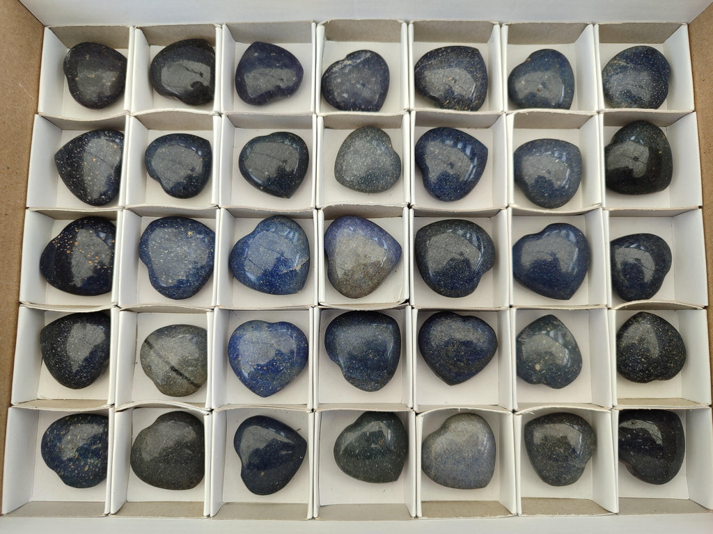 Polished Small Lazulite Hearts x 35 From Madagascar