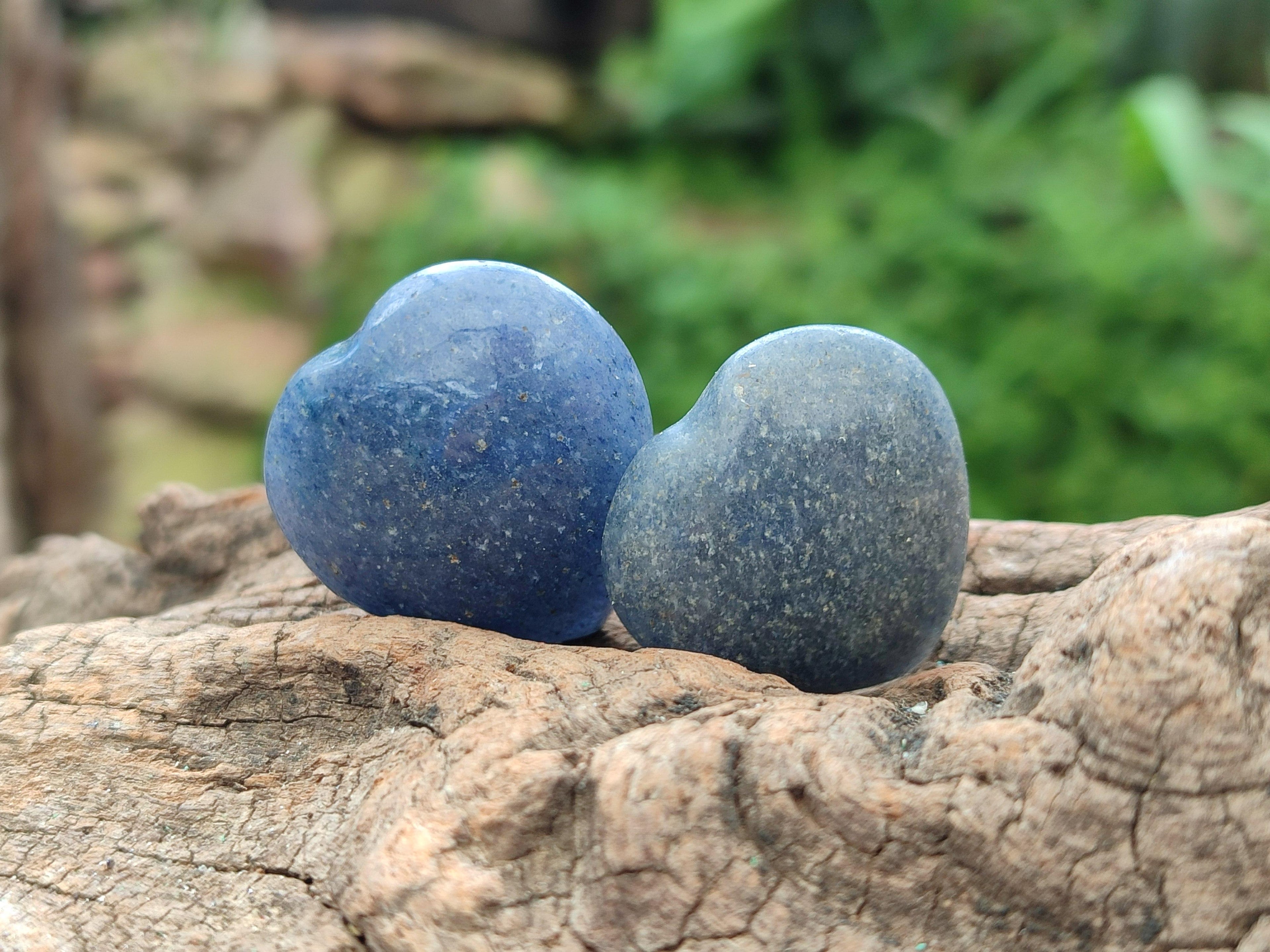 Polished Small Lazulite Hearts x 35 From Madagascar
