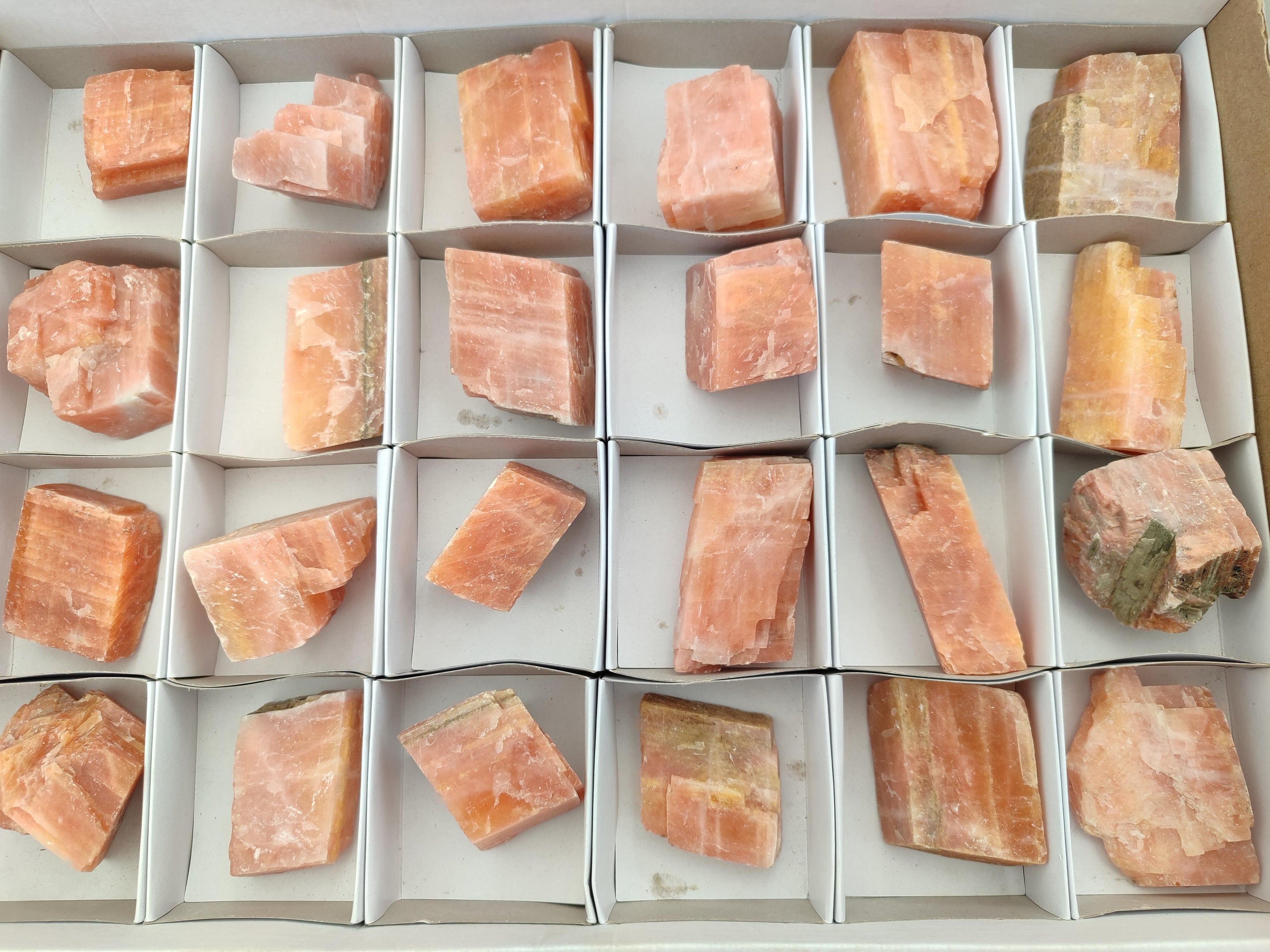 Natural Sunset Orange Calcite Specimens x 24 From Spitzkop, Namibia