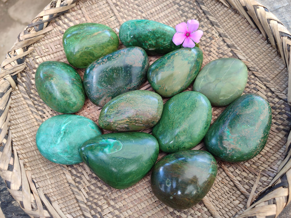 Polished Verdite Palm Stones x 12 From Zimbabwe - Toprock Gemstones and Minerals 
